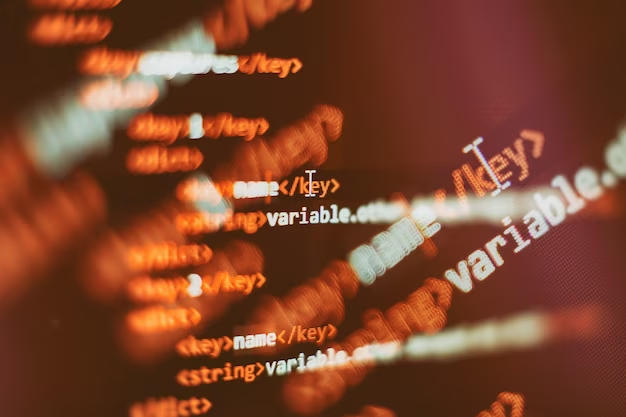 Program code on a computer screen, close-up