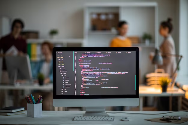 Programmer's workplace with a computer