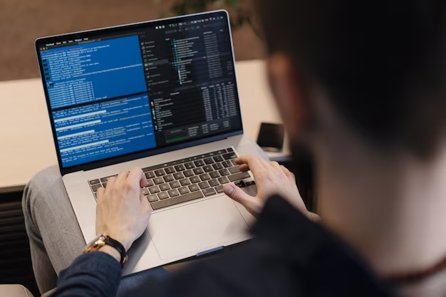 A person is engaged in programming