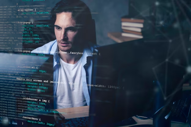A person is engaged in programming
